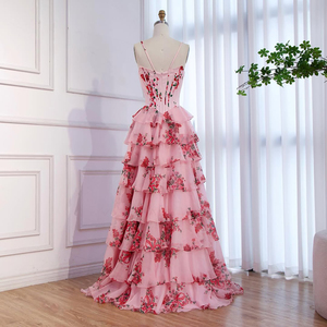 Serene Hill LA73541 Elegante Vestido <span class=keywords><strong>de</strong></span> Noche/Fiesta sin Tirantes con Estampado Floral Rosa y Volantes para Mujer 2026 - Product Image 5