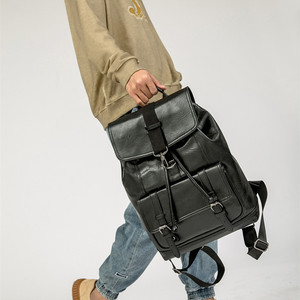 Hot Selling School <strong>Backpack</strong> Wholesale Simple <strong>Black</strong> Drawstring <strong>Backpack</strong> Bag Custom PU Leather <strong>Backpack</strong> Bag <strong>for</strong> <strong>Women</strong> and Men - Product Image 3