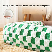 Coussin pour animaux de compagnie moderne à carreaux, doux, pour un sommeil profond, nid pour chien et chat, coussin d'hiver chaud pour intérieur, en carton