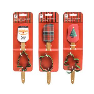 Juego de 2 espátulas de silicona con mango de madera + moldes surtidos - Product Image 1