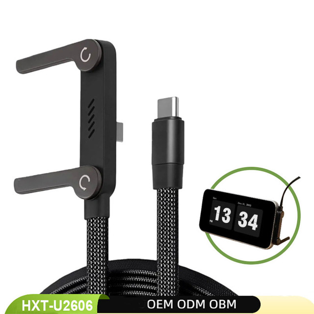 Top-selling Quality 1.5m Braided Aluminum Alloy PD3.1 240W Fast Charging 480Mbps Data Transfer Type C Charging Cable with Stand