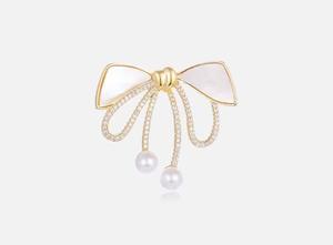 Broches de Joyería de Moda, Elegantes Broches de Perlas con Lazo, Broches de Solapa con Pedrería Brillante para Mujer, Accesorios para Abrigos - Product Image 6