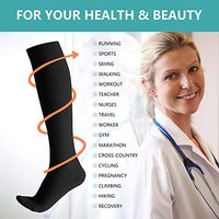 Femmes Hommes Genou Haute Compression Chaussettes 15-20 mmHg Meilleur pour Athlétisme Courir Vol Voyage Soutien