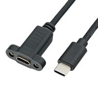 Kabel Adaptor Panel Mount Tipe C Fungsi Penuh USB3.1, USB-C 3.1 20Gbps Male ke USB C Female Panel Mount Screw Cable