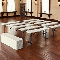 Table de conférence rectangulaire pliable portable en plastique HDPE blanc, design minimaliste moderne, pour extérieur, atelier, salon