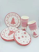 Juego de platos y vasos de papel desechables navideños personalizados para series de decoración de cumpleaños y fiestas navideñas