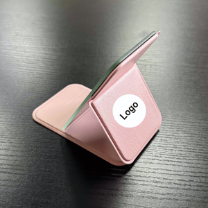 Miroir de Maquillage LED Mini Voyage Carré Pliable en Cuir PU Léger Rose de Poche, Personnalisable par le Fabricant - Product Image 2