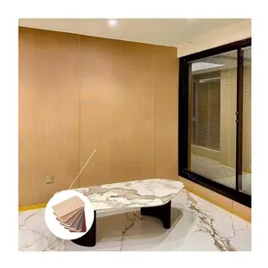 Painel de parede em fibra de bambu para decoração de interiores, folha folhada 4x8 folheada de madeira, painel de parede em fibra de carvão