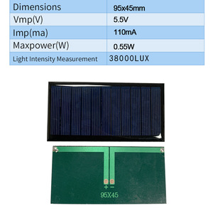 แผงโซลาร์เซลล์โพลีคริสตัลไลน์ 95x45 มม. 5.5V 110mA แผ่นอีพ็อกซี่ซิลิคอนคริสตัลไลน์สำหรับเครื่องชาร์จพลังงานแสงอาทิตย์ - Product Image 3