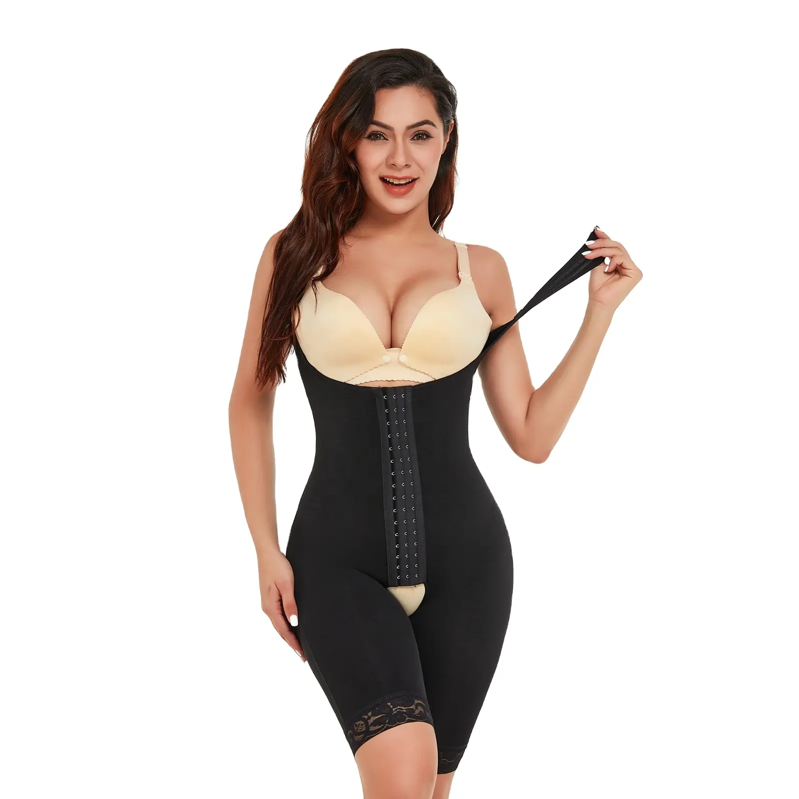 Fabrika toptan vücut şekillendirici ayarlanabilir kanca elastik sıkıştırma zayıflama karın kontrol Shapewear kadın Bodysuit