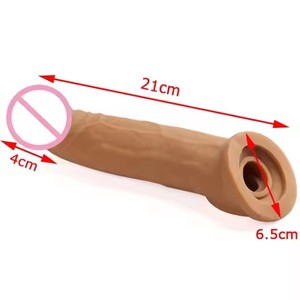 Guaina Pene Estensibile da 21 Cm per Ingrandimento, Preservativo Riutilizzabile per Ritardare l'Eiaculazione, Giocattoli Sessuali per <span class=keywords><strong>Uomo</strong></span>, Articoli Intimi da Sex Shop - Product Image 5