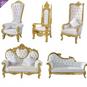 Sale <b>Cheap</b> Gold Luxury Royal Event Wedding king and Queen Throne Chairs for Bride and Groom - Product Image 1