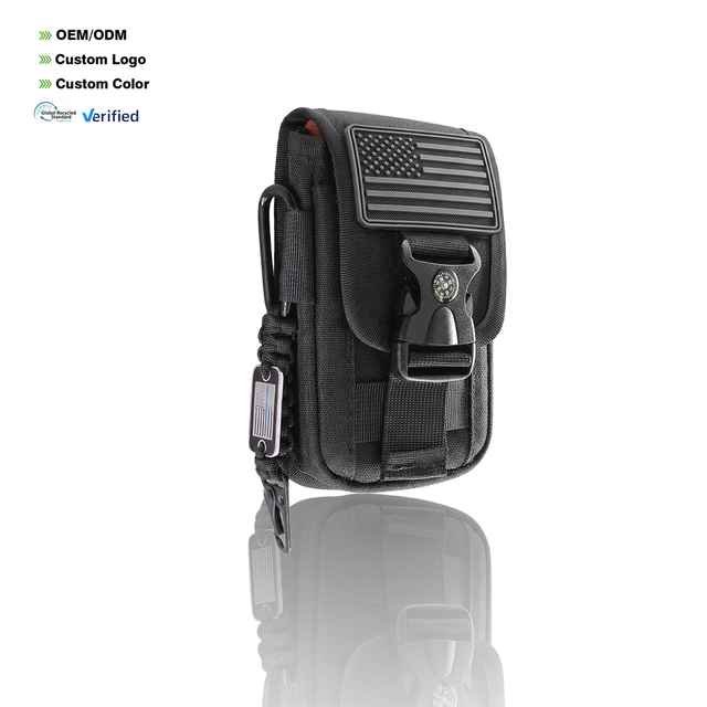 Tactical Molle Nylon Phone EDC Pouch Belt Holder Men | Universal Fit 4.7"-6.7" Screen Large Capacity Double Compartment String