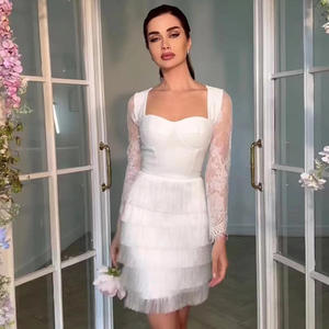 Robe crayon élégante vintage à franges tendance automne <span class=keywords><strong>2022</strong></span>, vente chaude, sexy, dentelle, manches longues, slim, robes de vacances pour femmes - Product Image 4