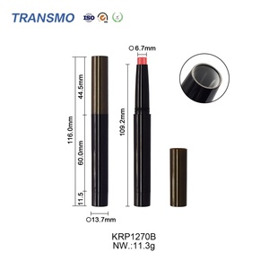 Lápiz Labial con Espejo, Envase de Bálsamo Labial, Base de Brillo Labial de Aluminio, Tubos de Lápiz Labial Negros y Marrones - Product Image 2