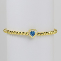 Bracelets perlés en forme de cœur avec pierre de naissance, bracelets perlés 18 carats, cadeau d'anniversaire pour femmes, bracelet extensible avec breloque cœur en pierre de naissance