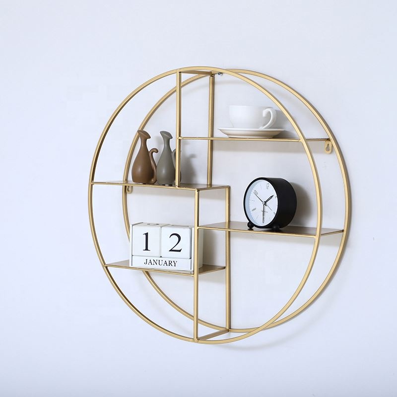 Circle Shelf Metal Iron Mount Small Display Rack Hanging Corner Round Wall Shelf
