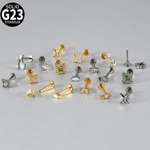 <span class=keywords><strong>Orecchini</strong></span> Labret Geometrici Personalizzati Gaby Jewelry in Titanio ASTM F136 per <span class=keywords><strong>Piercing</strong></span> con Filettatura Interna, Helix, <span class=keywords><strong>Trago</strong></span>, Lobo, Flat Back, per Bambini - Product Image 5