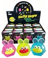 Jouet à presser Lapin à grande bouche de dessin animé, super doux, en gelée, anti-stress, poupée sensorielle fantaisie, lot en boîte de présentation pour la vente en gros