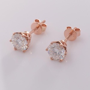 18K 14K 10K Rose Gold 1.6ct DEF VVS Moissanite <b>Fine</b> <b>Earrings</b> Flower Design Womens <b>Earrings</b> <b>Stud</b> Daily Wear Round Brilliant Cut - Product Image 3