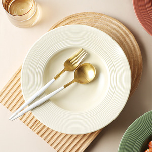 Assiette à <span class=keywords><strong>soupe</strong></span> robuste <span class=keywords><strong>en</strong></span> céramique brossée de style américain, écologique, pour la maison, l'hôtel, le restaurant, les pâtes, les plats occidentaux, les fruits - Product Image 3