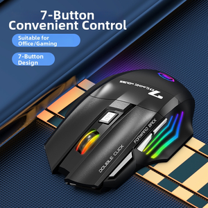 เมาส์เกมมิ่งไร้สายแบบเงียบ 2.4G BT โหมดคู่ ชาร์จได้ ปุ่ม 7 ปุ่ม ด้านขวาแบบออปติคอล ไฟ RGB หายใจได้ มีสินค้าในสต็อก - Product Image 5