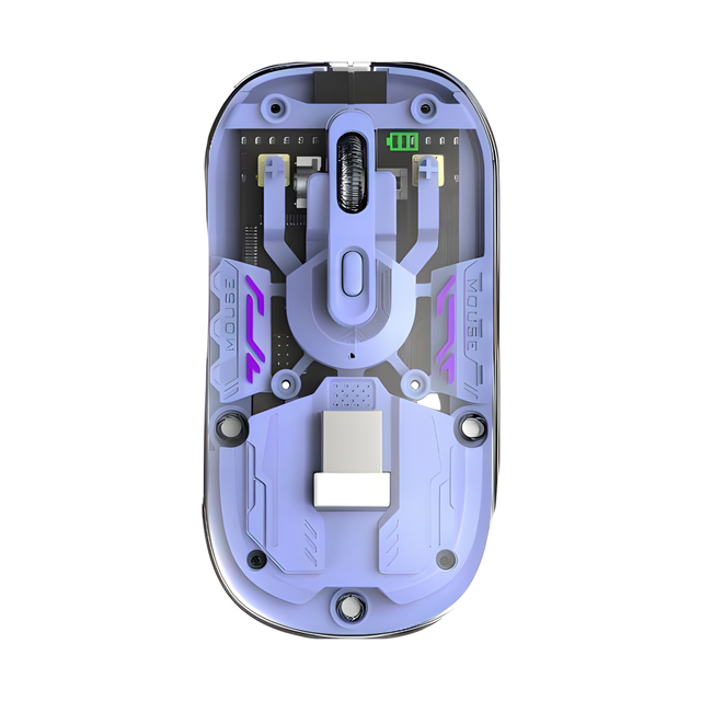 2026 New Arrival 4D Dual Mode Transparent Wireless Mouse USB Ergonomic Magnetic Cover Design 2.4G BT Connection Battery Display