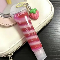 Waterdichte fruit-flavour lipgloss in tube, hydraterend, roze gestreept, draagbaar, normale maat, aangepaste logo-opdruk
