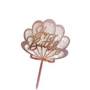 Décoration de gâteau en acrylique en forme de coquillage, thème océan, pour un joyeux anniversaire, avec inscription « Honey And Sweetness » - Product Image 5