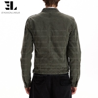 Veste Bomber LARSUR en toile de canard délavée sur mesure, style Napoléon, coupe slim, col montant, pour moto, type Hussar