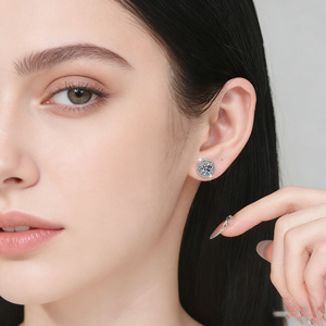 USA Stock VVS Moissanite Diamond Halo Earring Men Flower Cluster Women Jewelry Gifts 925 <strong>Sterling</strong> <strong>Silver</strong> <strong>Stud</strong> - Product Image 3