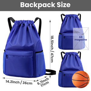 <b>Drawstring</b> Sport Backpack 36x47cm <b>Waterproof</b> Multi Pocket Basketball <b>Bag</b> Outdoor Fitness Gear - Product Image 1