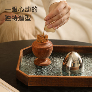 Ebony Wood Creative Storage Box Toothpick Holder Handmade Table Decoration For Home Office Bedroom Tea Table - Product Image 5