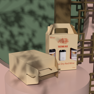 Kotak Pembawa Minuman Beralkohol dari Kertas Kraft dengan Logo Kustom, untuk <span class=keywords><strong>2</strong></span> atau <span class=keywords><strong>3</strong></span> Botol Anggur, dengan Pegangan dan Jendela, Dilengkapi Pembatas - Product Image 3