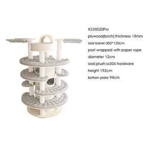 Torre per <span class=keywords><strong>Gatti</strong></span> di Lusso Multilivello Extra Large 1,9m in Legno con <span class=keywords><strong>Tiragraffi</strong></span> in Corda di Carta per Più <span class=keywords><strong>Gatti</strong></span> - Product Image 2