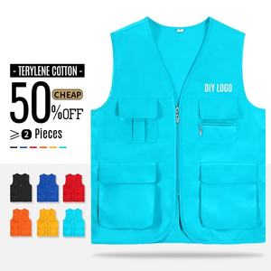 Unisex Multi-Pockets Fisherman Vest Custom Logo <b>Waistcoat</b> Fishing Journalist Photography Camping V-Neck Casual Fabric - Product Image 3