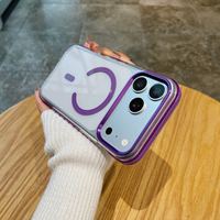 JOYPORODO B528 Coque de téléphone magnétique de luxe pour iPhone 17 18 Pro Max, étui transparent avec bande de protection et cadre métallique pour appareil photo