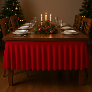 Falda de mesa de spandex roja de 72 pulgadas, elástica y ajustada para mesas de 6 pies, cubierta para buffet, tejido liso teñido, modelo D0100X3VGU2 - Product Image 2