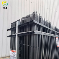 Valla de jardín popular a prueba de agua, valla de seguridad plana superior, valla de aluminio con recubrimiento de polvo negro