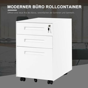 Meuble de classement mobile blanc à 3 tiroirs avec serrure pour usage domestique et professionnel - Product Image 4