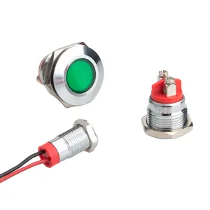 Luz indicadora de advertencia LED de metal verde LVBO 12V 24V 220V LED lámpara de señal de potencia impermeable con terminal de tornillo