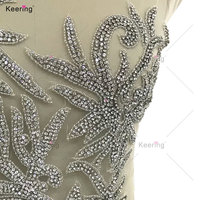 WDP-485 or strass appliqué corsage argent robe couture Patch décoratif fleur vêtement accessoires pour vêtements