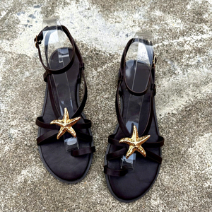 รองเท้าแตะรัดส้นแบบเปิดนิ้วเท้าประดับปลาดาวสำหรับผู้หญิง สวมใส่สบายในช่วงฤดูร้อน พร้อมสายรัดข้อเท้าแบบปรับได้และสายรัดนิ้วเท้า - Product Image 2