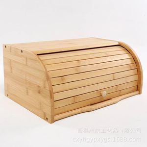 Bread Box Wooden <b>Storage</b> <b>Container</b> <b>For</b> <b>Kitchen</b> Bread And Pastry With Pull Out Lid Solid Color Design - Product Image 3