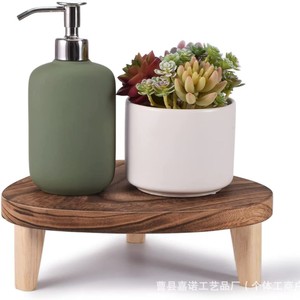 Solid Wood Flower Pot Stand Oval Minimalist <b>Desk</b> Supplies Multipurpose Natural Wood Color - Product Image 3