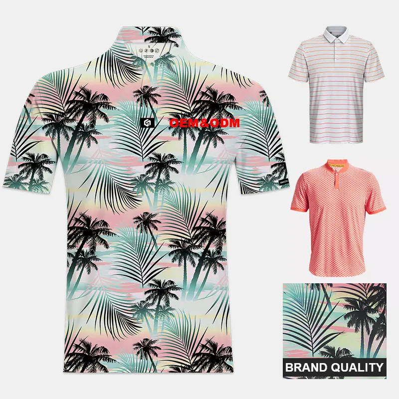 Custom OEM Polyester Spandex Elastane Quick Dry Man Golf-shirt Golf Tee Shirts With Logo Customize