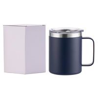 Vente en gros de tasses à café isothermes en acier inoxydable à double paroi de 12 oz, personnalisées, avec poignée et couvercle