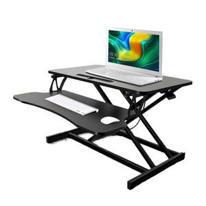 Convertisseur de bureau autoportant moderne en acier écologique de 32 pouces, réglable en hauteur, pour <span class=keywords><strong>poste</strong></span> de <span class=keywords><strong>travail</strong></span> <span class=keywords><strong>assis</strong></span>-<span class=keywords><strong>debout</strong></span> avec double moniteur et support pour ordinateur portable - Product Image 1