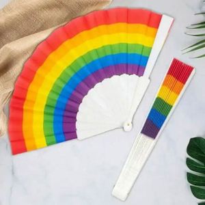 Éventail portable en plastique 23 cm style marin, cadeau d'affaires pour la fête du Mois de la fierté LGBT, motif Arc-en-ciel de la fierté - Product Image 4