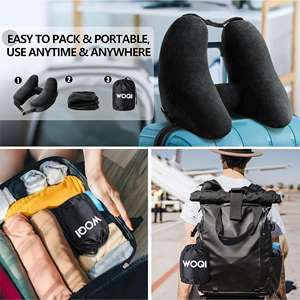 La almohada de cuello de viaje WOQI puede apoyar la cabeza, el cuello y la barbilla y la almohada de viaje inflable - Product Image 4